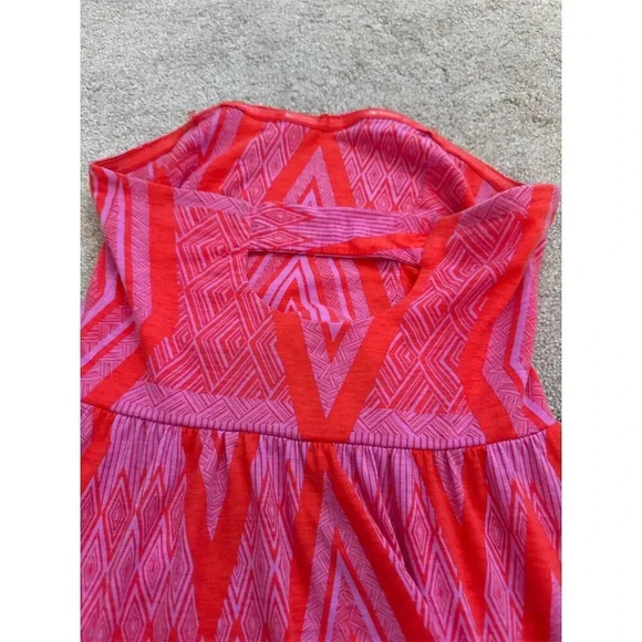 Xhilaration Women's XS Strapless High-Low Summer Dress Pink/Red Geometric - Picture 14 of 16